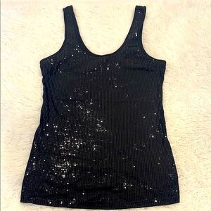Express sexy basic Black Sequin Tank Top